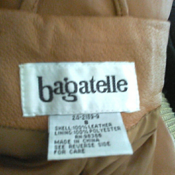 VINTAGE Bagatelle LEATHER Camel Blazer Jacket Sz.8  2 Button & Pockets EXC. COND